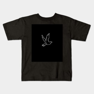 Black and White Flying Bird Art by Lya Qays Kids T-Shirt